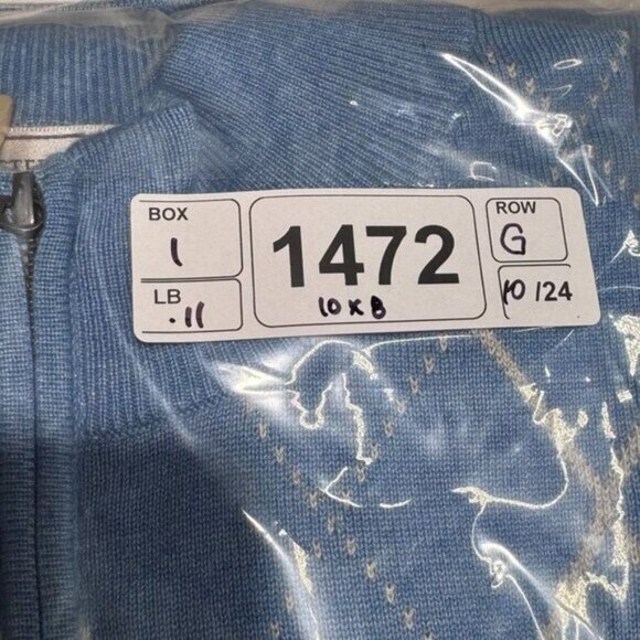 Peter Millar Mens Golf Knit Vest Size L Silk Cashmere Blend 1/4 Zip Argyle Blue‎ - Picture 6 of 6